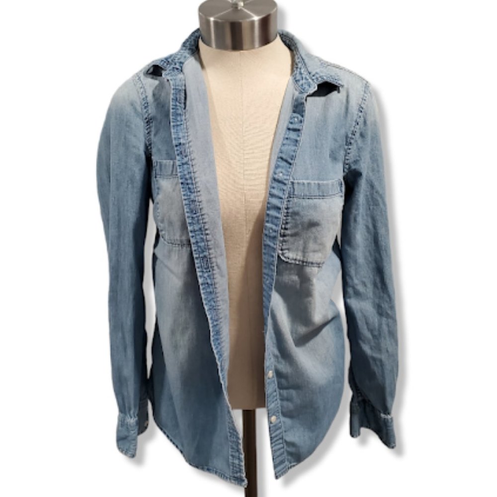 Merona Cotton Button Up Jean Long Sleeve Shirt- XS
